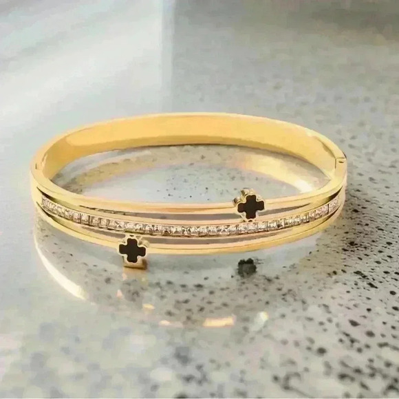 Jewelry - Cross Bangle with Sparky Rhinestones